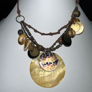 Boho Funky Large Shell and Seed Multi Strand Necklace‎